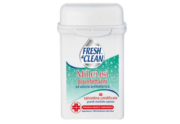 Immagine di Salviette disinfettanti antibatteriche milleusi - Fresh&Clean - barattolo da 40 pezzi
