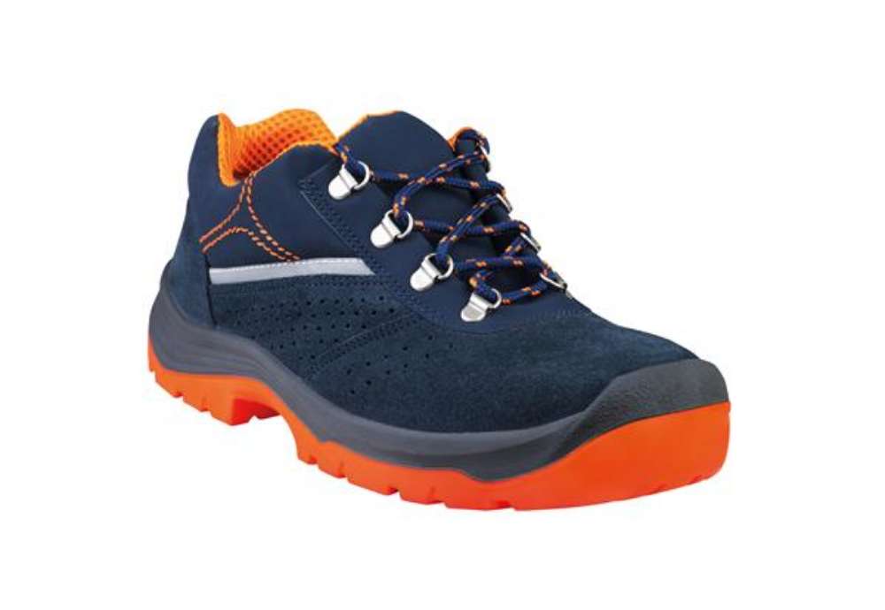 Immagine di Calzatura di sicurezza Rimini 4 S1P SRC - pelle scamosciata perforata - numero 44 - blu/arancio - De