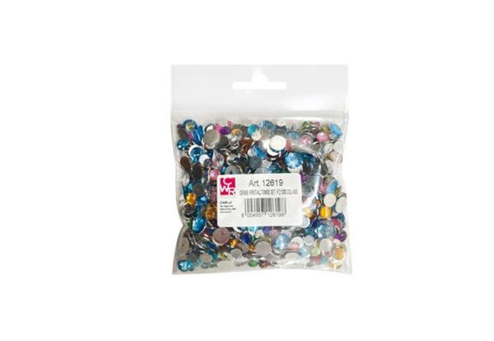 Immagine di Gemme Kristall tonde - diametro 6/10 mm - colori assortiti - DECO - conf. 1000 pezzi