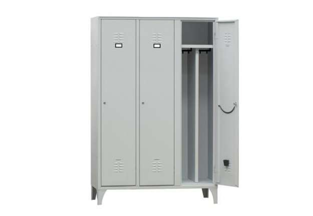 Immagine di Armadio spogliatoio in metallo - 3 vani - con divisorio - 120 x 50 x 180 cm - grigio - Fasma
