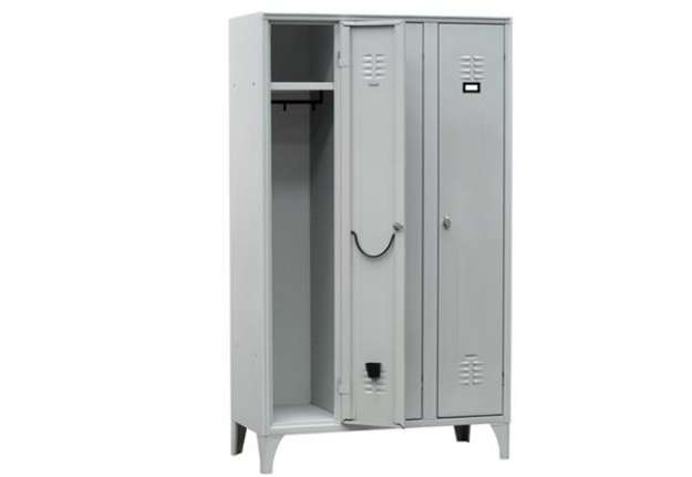 Immagine di Armadio spogliatoio in metallo - 3 vani - 105 x 35 x 180 cm - grigio - Fasma