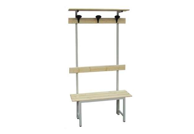 Immagine di Panca spogliatoio - con alzata - 3 posti - 150 x 40 x 185 cm - legno - Fasma