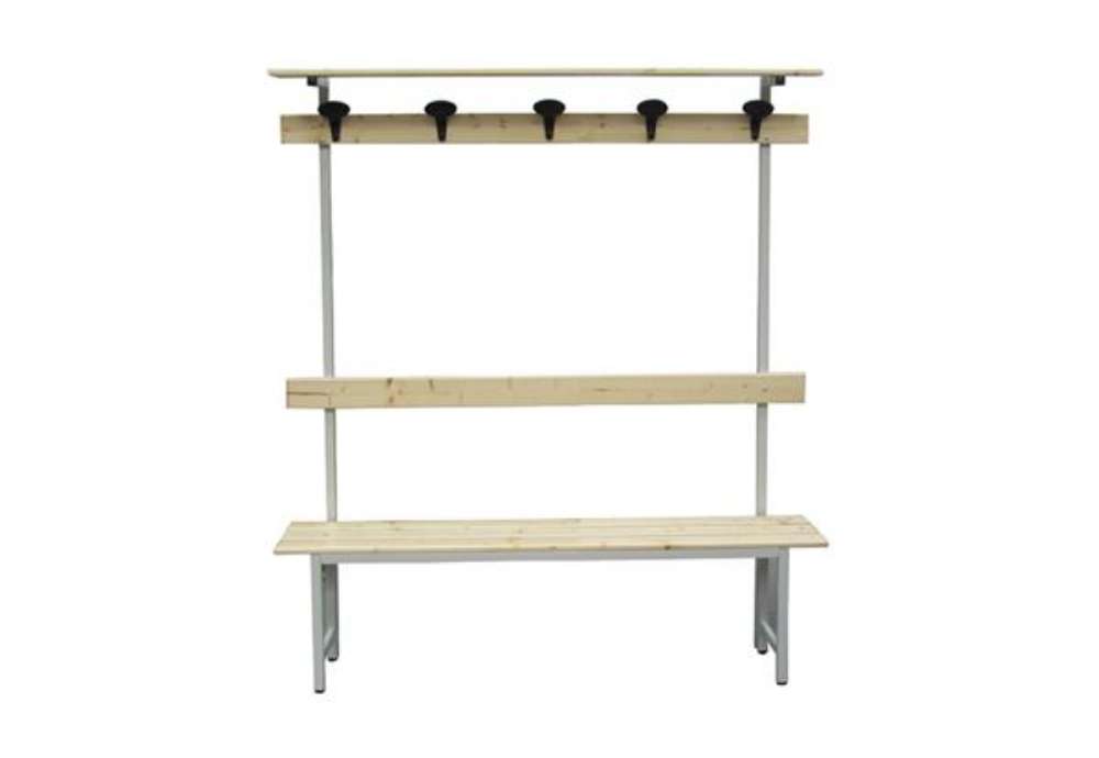 Immagine di Panca spogliatoio - con alzata - 5 posti - 150 x 40 x 185 cm - legno - Fasma