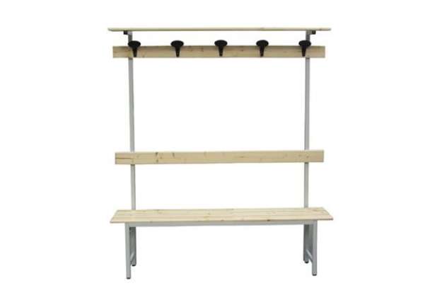 Immagine di Panca spogliatoio - con alzata - 5 posti - 150 x 40 x 185 cm - legno - Fasma