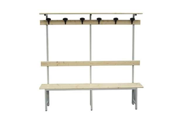 Immagine di Panca spogliatoio - con alzata - 6 posti - 200 x 40 x185 cm - legno - Fasma
