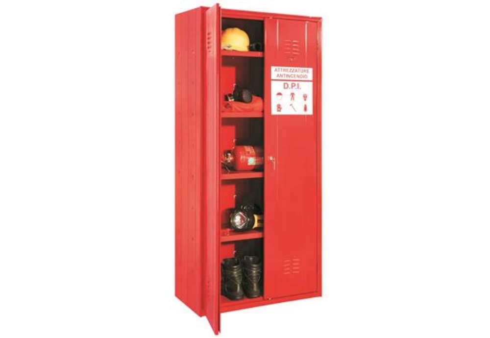 Immagine di Armadio in metallo per DPI - a 2 ante - 80 x 40 x 180 cm - rosso - Fasma
