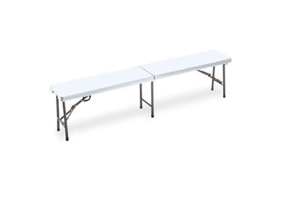 Immagine di Panca Horeca - pieghevole - 44 x 30 x 183 cm - acciaio/HDPE - bianco - Garden Friend