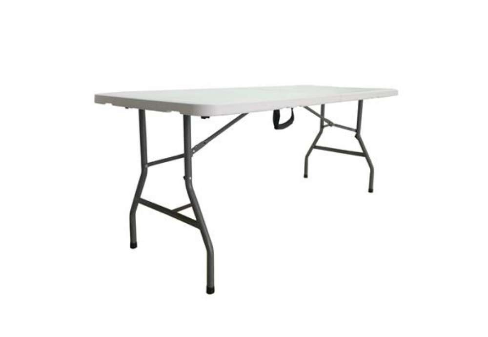 Immagine di Tavolo Horeca - pieghevole - 74 x 76 x 183 cm - acciaio/HDPE - bianco - Garden Friend