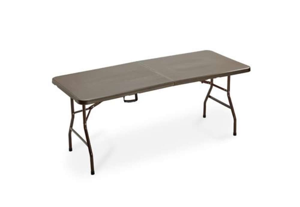 Immagine di Tavolo Horeca - pieghevole - 74 x 76 x 183 cm - acciaio/HDPE - noce - Garden Friend
