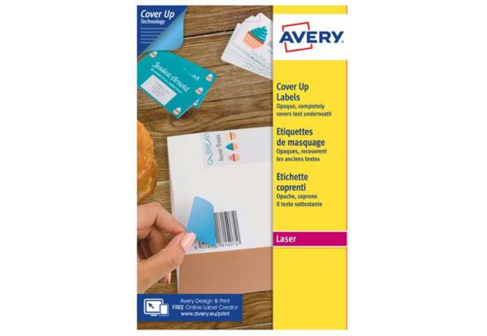 Immagine di Etichette adesive coprenti BlockOut - in carta - permanenti - 45,7 x 21,2 mm - 48 et/fg - 25 fogli -
