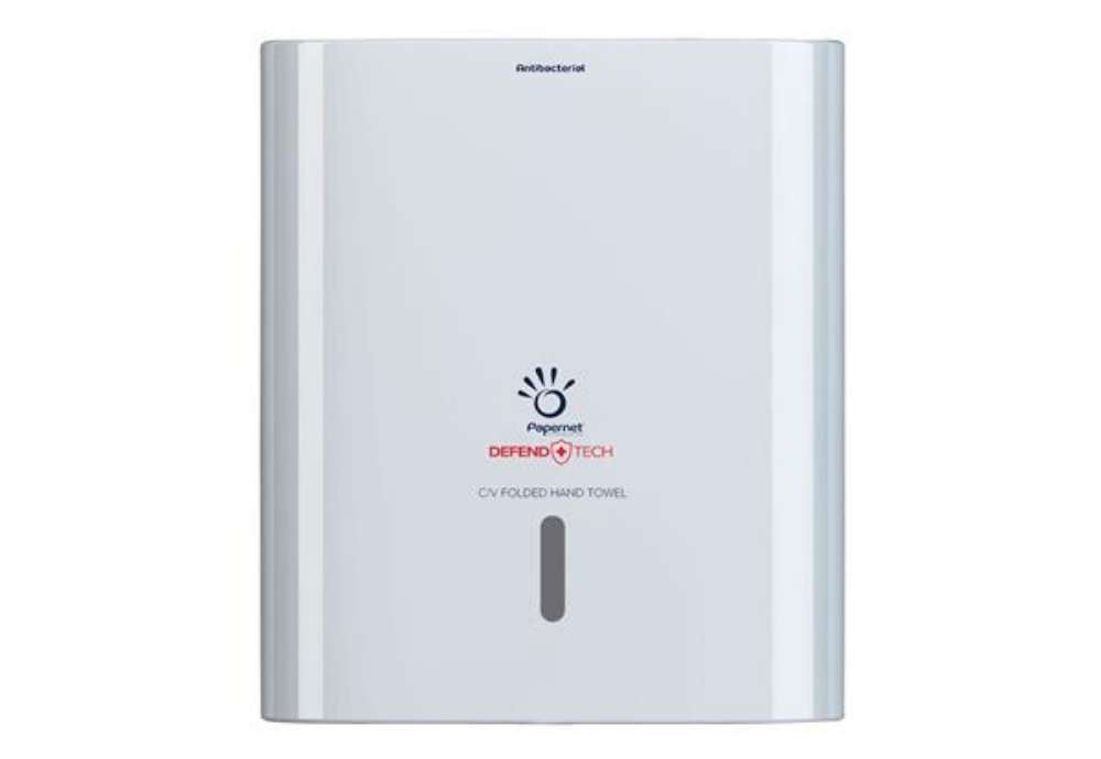 Immagine di Dispenser asciugamani Defend Tech - piegati C/V - 33,6 x 14,5 x 30 cm - bianco - Papernet