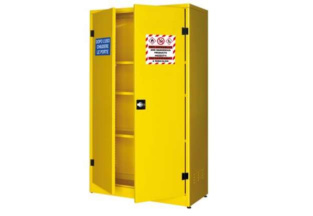 Immagine di Armadio di sicurezza per liquidi infiammabili - 107,5 x 50 x 185 cm - giallo - Carvel