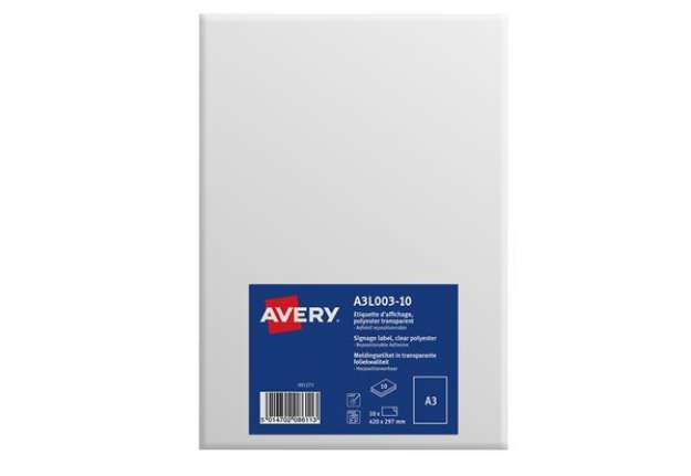 Immagine di Etichette adesive autoaderenti - in PE - rimovibili - 420 x 297 mm - 1 et/fg - 10 fogli - trasparent