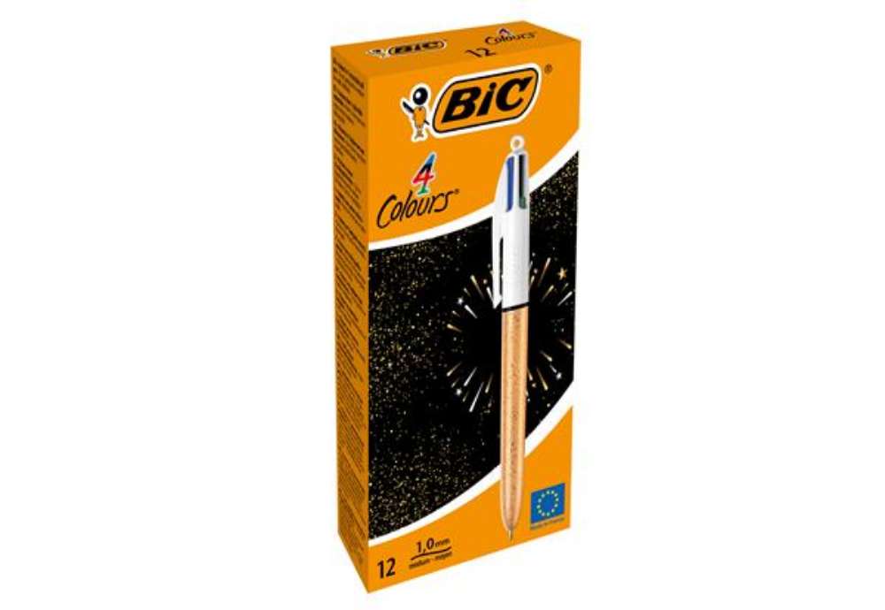 Immagine di Penna a sfera scatto multifunzione 4 Colours Party - punta 1,0 mm - 4 colori - Bic - conf. 12 pezzi