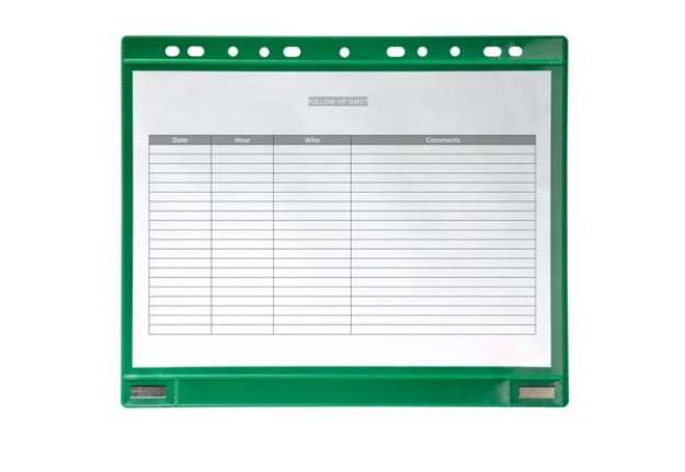 Immagine di Buste forate - per supporti magnetici ad anelli - A4 - verde - Djois - conf. 5 pezzi