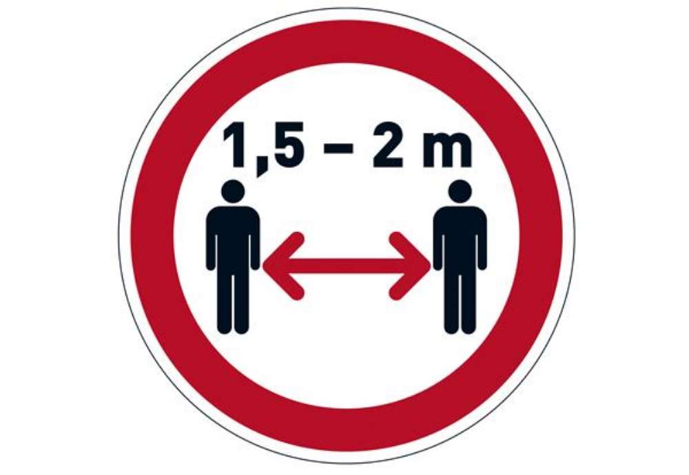 Immagine di Pittogramma adesivo - da terra - "Mantenere la distanza di sicurezza" - diametro 43 cm - Durable