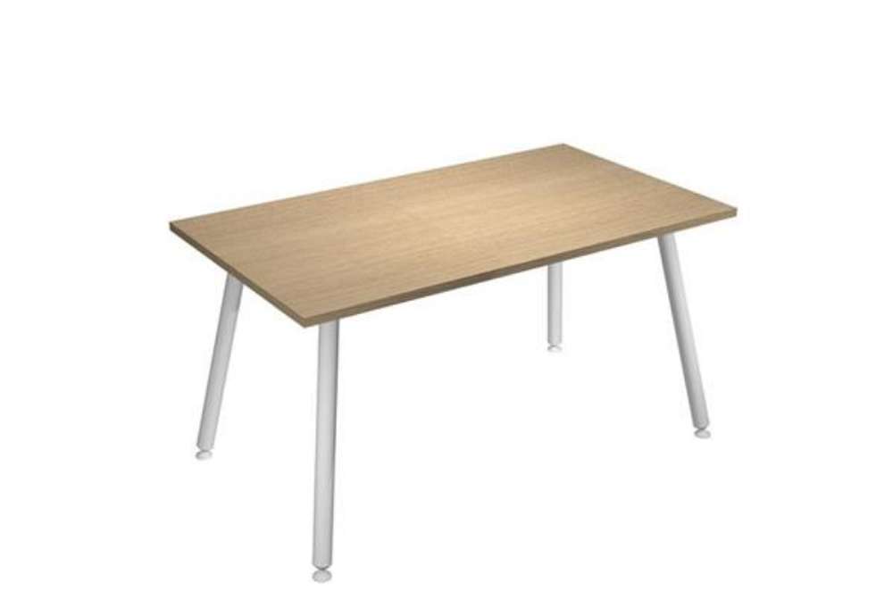 Immagine di Scrivania Skinny Metal - 140 x 80 x H 74,4 cm - bianco / rovere