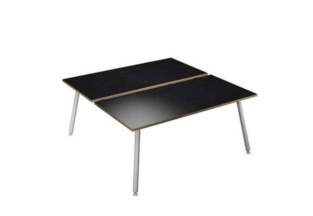 Immagine di Scrivania Skinny Metal a 2 postazioni contrapp. - 180 x 166 cm - bianco / nero venato
