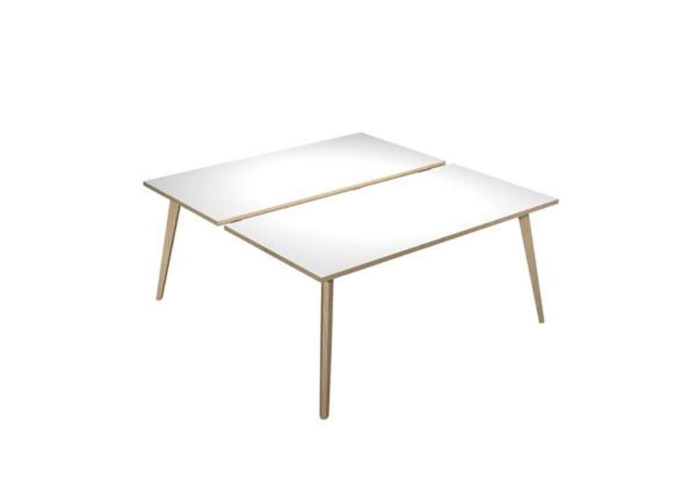 Immagine di Scrivania Woody a 2 postazioni contrap. - 120 x 166 cm - rovere / bianco