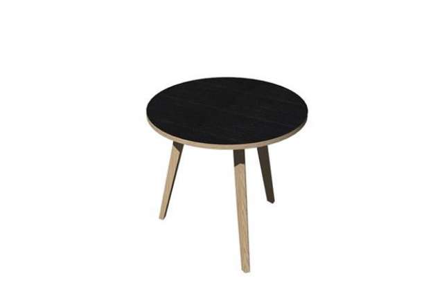 Immagine di Tavolo riunione tondo Woody - diametro 80 cm - rovere / nero venato