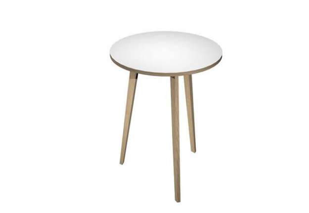 Immagine di Tavolo rotondo alto Woody - diametro 80 cm - H 105 cm - rovere/bianco