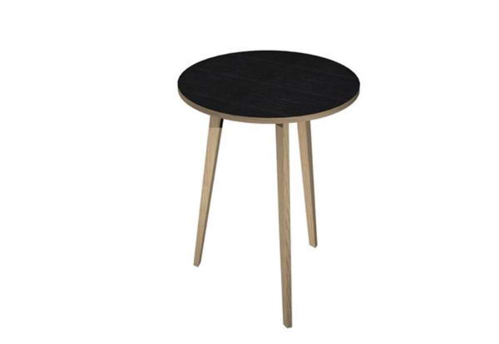 Immagine di Tavolo rotondo alto Woody - diametro 80 cm - H 105 cm - rovere/nero venato