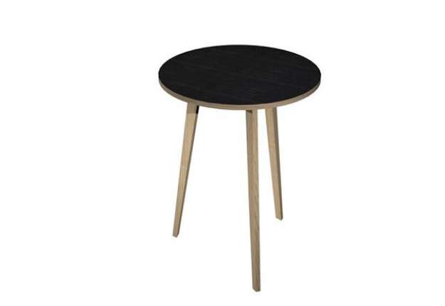 Immagine di Tavolo rotondo alto Woody - diametro 80 cm - H 105 cm - rovere/nero venato