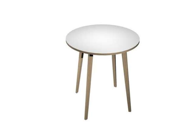 Immagine di Tavolo rotondo alto Woody - diametro 100 cm - H 105 cm - rovere/bianco