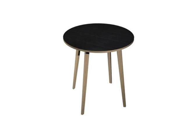 Immagine di Tavolo rotondo alto Woody - diametro 100 cm - H 105 cm - rovere/nero venato