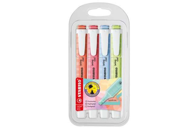 Immagine di Evidenziatore Swing Cool Pastel - punta scalpello - tratto 1 - 4 mm - colori assortiti - Stabilo - a