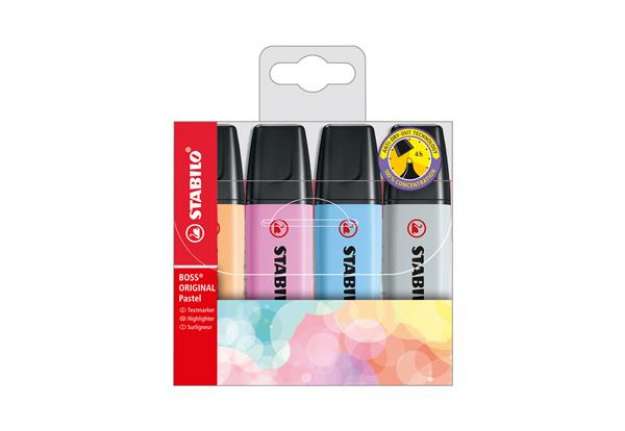 Immagine di Evidenziatore Stabilo Boss Pastel - colori assortiti - tratto 2 - 5 mm - Stabilo - astuccio 4 pezzi