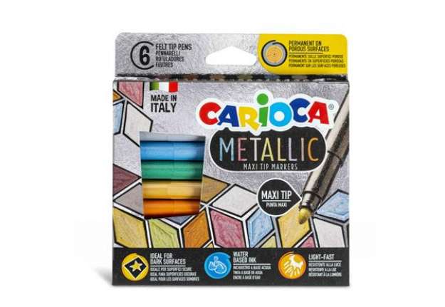 Immagine di Pennarelli Maxi Metallic - colori assortiti - Carioca - scatola 6 pezzi
