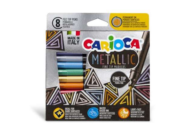 Immagine di Pennarelli Metallic - punta fine - colori assortiti - Carioca - scatola 8 pezzi