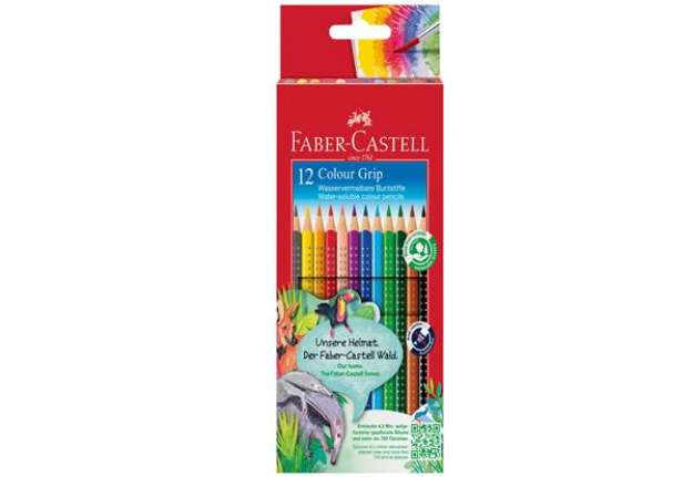 Immagine di Matite colorate Color Grip - acquerellabili - Faber-Castell - scatola 12 pezzi