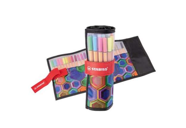 Immagine di Pennarello Arty Line Point 88 - punta in fibra - colori assortiti - Stabilo - rollerset 25 pezzi