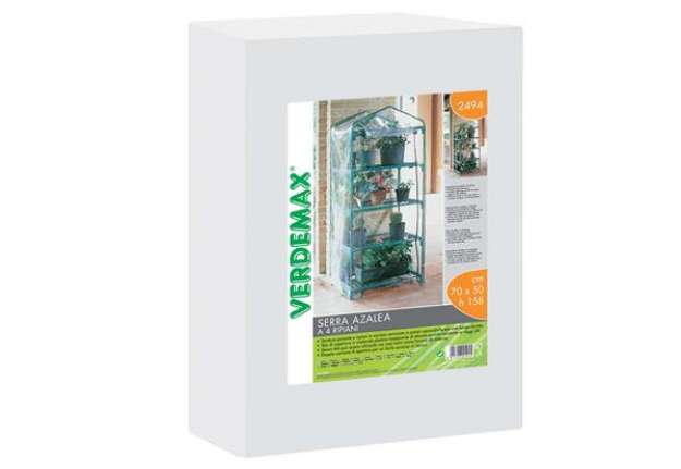 Immagine di Serra Azalea - 4 ripiani - 70 x 50 x 158 cm - acciaio verniciato/PVC - verde/trasparente - Verdemax