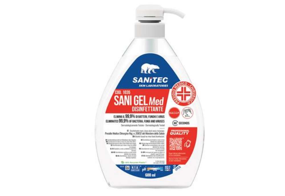 Immagine di Igienizzante mani Sani Gel Med - dispenser 600 ml - non profumato - Sanitec