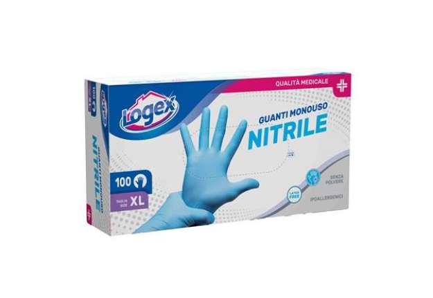 Immagine di Guanti in nitrile non talcato - per uso medicale - taglia XL - azzurro - Logex Professional - scatol