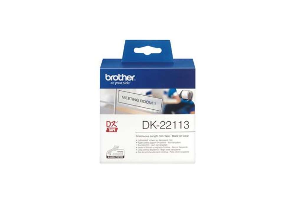 Immagine di Brother - Nastro adesivo - in pellicola - Nero/Trasparente - 62mm x 15,24mt - DK-22113