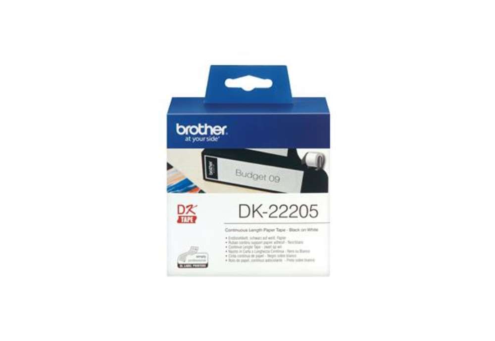 Immagine di Brother - Rotolo etichetta continua - carta adesiva - Nero/Bianco - 62mm x 30,48mt - DK-22205