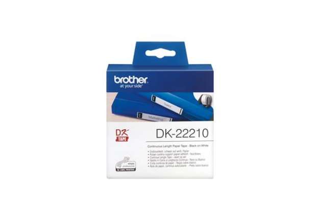 Immagine di Brother - Rotolo etichetta continua - carta adesiva - Nero/Bianco - 29mm x 30,48mt - DK- 22210