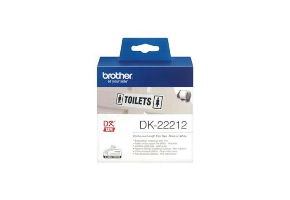 Immagine di Brother - Nastro adesivo - in pellicola - Nero/Bianco - 62mm x 15,24mt - DK-22212