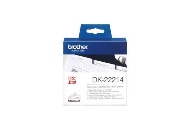 Immagine di Brother - Rotolo etichetta continua - carta adesiva - Nero/Bianco - 12mm x 30,48mt - DK-22214