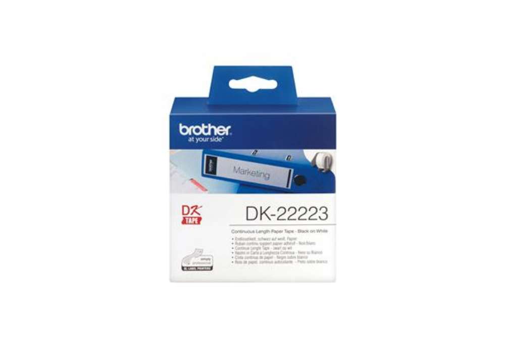 Immagine di Brother - Rotolo etichetta continua - carta adesiva - Nero/Bianco -  50mm x 30,48mt - DK-22223