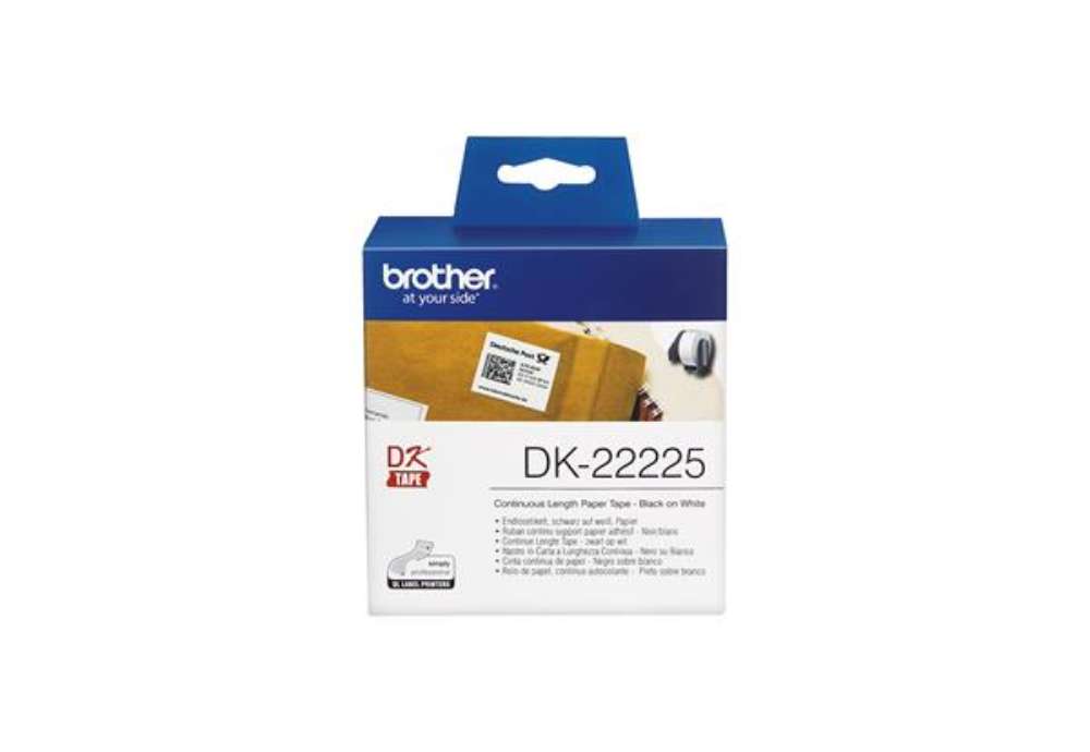 Immagine di Brother - Rotolo etichetta continua - carta adesiva - Nero/Bianco - 38mm x 30,48mt - DK-22225