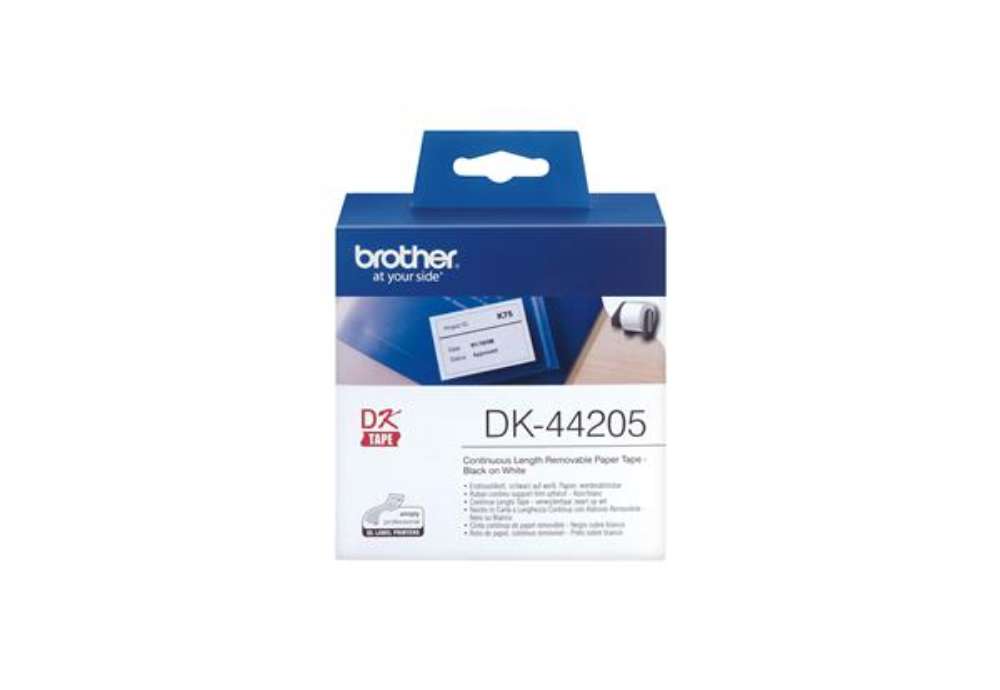 Immagine di Brother - Rotolo etichetta continua - carta adesiva - Nero/Bianco - 62mm x 30,48mt - DK-44205