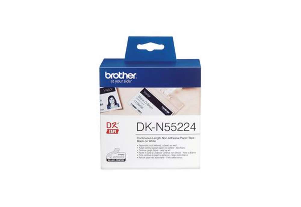 Immagine di Brother - Rotolo nastro - in carta non adesiva - Nero/Bianco - 54mm x 30,48mt - DK-N55224