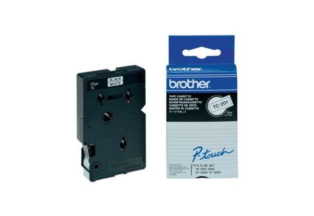 Immagine di Brother - Nastro -  Bianco/Nero - TC201 - 12mm x7,7mt