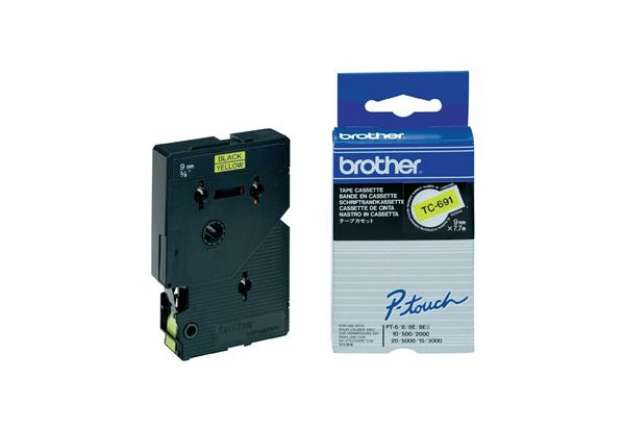 Immagine di Brother - Nastro -  Nero/Giallo - TC691 - 9mm x7,7mt