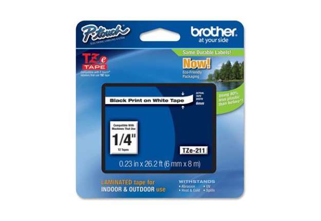 Immagine di Brother - Nastro - Nero/Bianco - TZE211 - 6mm x 8mt
